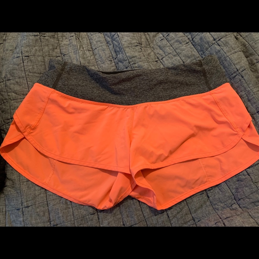 Lululemon size 8 speed shorts hot pink/neon orange